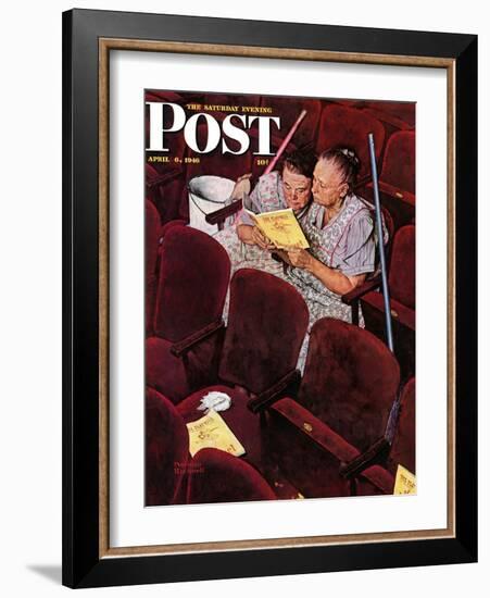 "Charwomen" Saturday Evening Post Cover, April 6,1946-Norman Rockwell-Framed Giclee Print