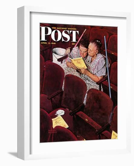 "Charwomen" Saturday Evening Post Cover, April 6,1946-Norman Rockwell-Framed Giclee Print