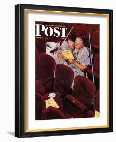 "Charwomen" Saturday Evening Post Cover, April 6,1946-Norman Rockwell-Framed Giclee Print