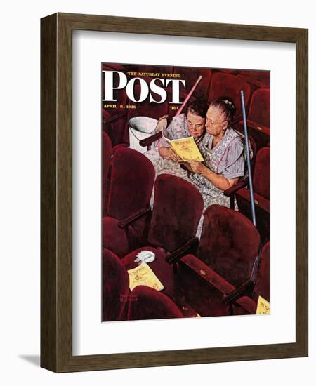 "Charwomen" Saturday Evening Post Cover, April 6,1946-Norman Rockwell-Framed Giclee Print