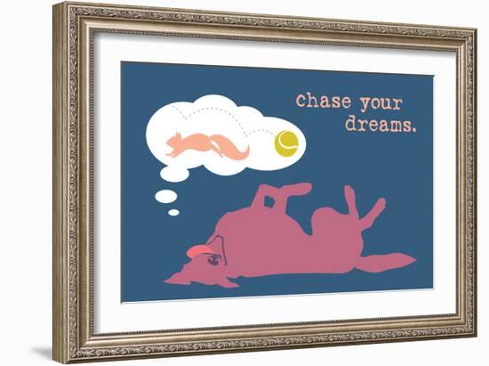 Chase Dreams - Blue & Purple Version-Dog is Good-Framed Premium Giclee Print