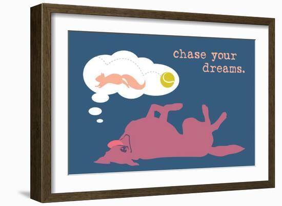 Chase Dreams - Blue & Purple Version-Dog is Good-Framed Premium Giclee Print