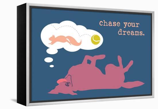 Chase Dreams - Blue & Purple Version-Dog is Good-Framed Stretched Canvas