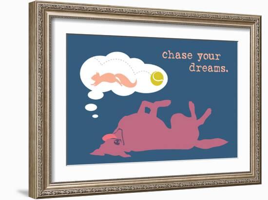 Chase Dreams - Blue & Purple Version-Dog is Good-Framed Art Print