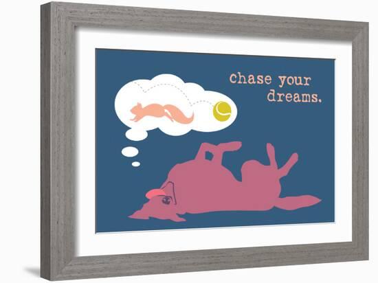 Chase Dreams - Blue & Purple Version-Dog is Good-Framed Art Print