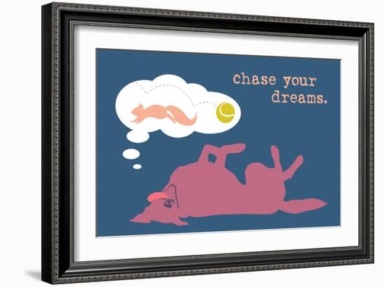 Chase Dreams - Blue & Purple Version-Dog is Good-Framed Art Print