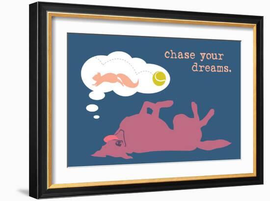 Chase Dreams - Blue & Purple Version-Dog is Good-Framed Art Print