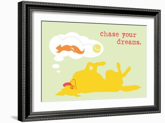 Chase Dreams - Green & Yellow Version-Dog is Good-Framed Art Print