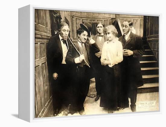 Chase Me Charlie, Charlie Chaplin on lobbycard, 1918-null-Framed Stretched Canvas