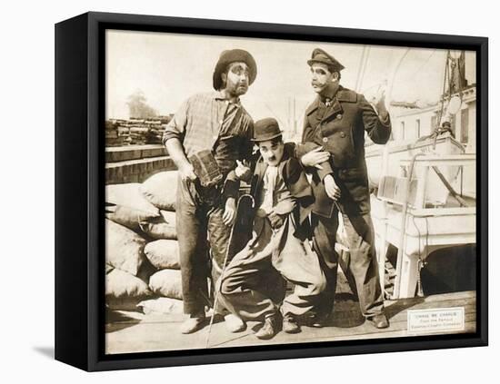 Chase Me Charlie, Charlie Chaplin on lobbycard, 1918-null-Framed Stretched Canvas