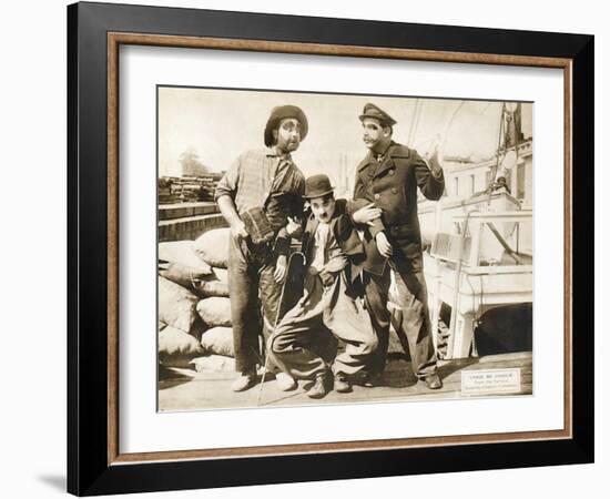 Chase Me Charlie, Charlie Chaplin on lobbycard, 1918-null-Framed Art Print