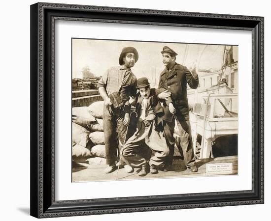 Chase Me Charlie, Charlie Chaplin on lobbycard, 1918-null-Framed Art Print