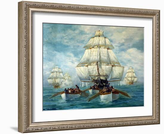 Chase Of The USS Constitution-Anton Otto Fischer-Framed Art Print