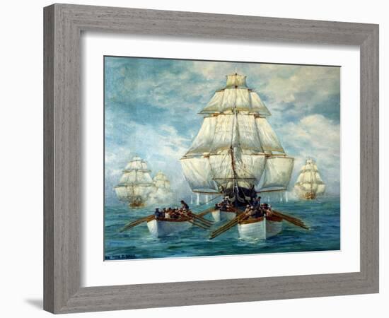 Chase Of The USS Constitution-Anton Otto Fischer-Framed Art Print