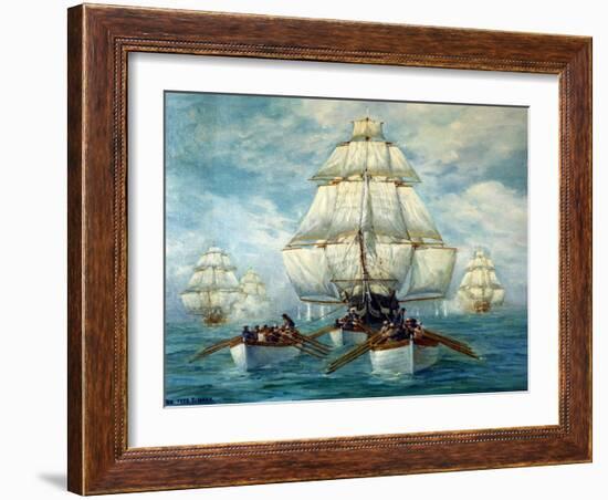 Chase Of The USS Constitution-Anton Otto Fischer-Framed Art Print