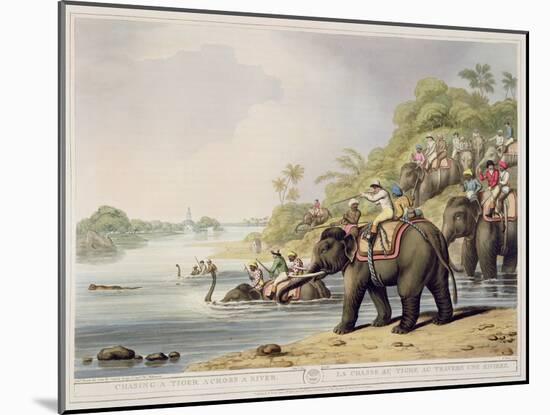 Chasing a Tiger across a River, from "Oriental Field Sports", Pub. by Edward Orme, 1807-Samuel Howett-Mounted Giclee Print