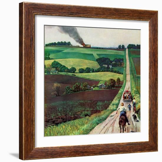 "Chasing the Fire Truck", June 30, 1956-John Falter-Framed Giclee Print