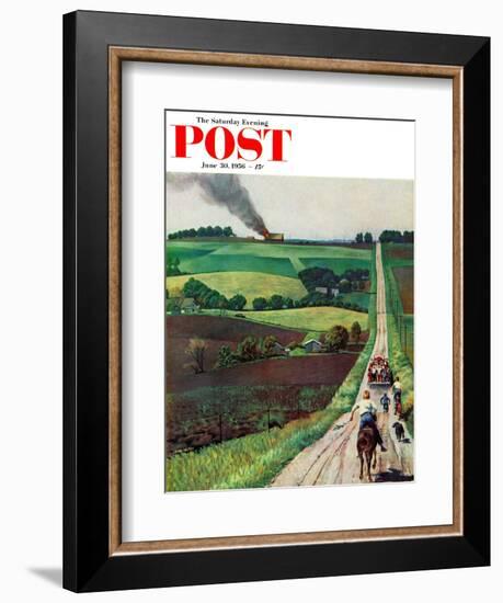 "Chasing the Fire Truck" Saturday Evening Post Cover, June 30, 1956-John Falter-Framed Giclee Print