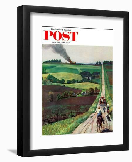 "Chasing the Fire Truck" Saturday Evening Post Cover, June 30, 1956-John Falter-Framed Giclee Print