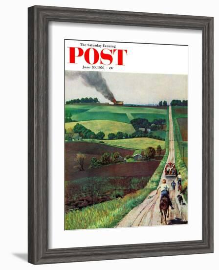 "Chasing the Fire Truck" Saturday Evening Post Cover, June 30, 1956-John Falter-Framed Giclee Print