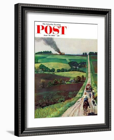 "Chasing the Fire Truck" Saturday Evening Post Cover, June 30, 1956-John Falter-Framed Giclee Print