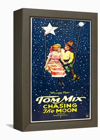 Chasing The Moon, Eva Novak, Tom Mix on US insert poster, 1922-null-Framed Stretched Canvas