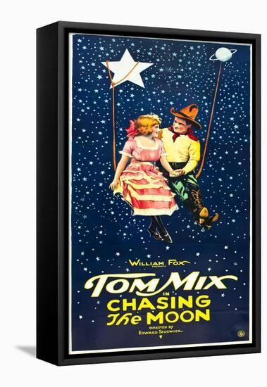 Chasing The Moon, Eva Novak, Tom Mix on US insert poster, 1922-null-Framed Stretched Canvas