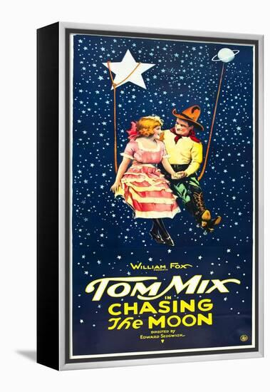 Chasing The Moon, Eva Novak, Tom Mix on US insert poster, 1922-null-Framed Stretched Canvas