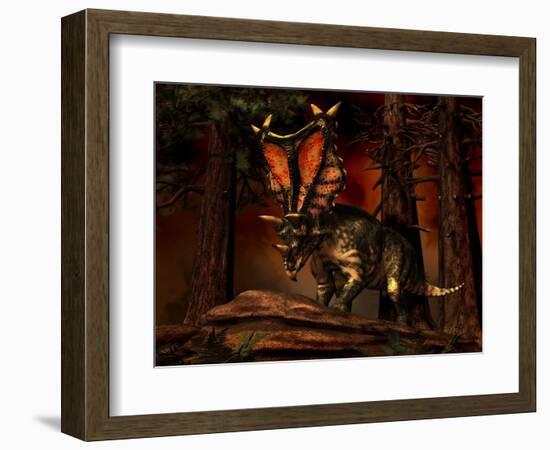 Chasmosaurus Was a Ceratopsid Dinosaur from the Upper Cretaceous Period-null-Framed Art Print