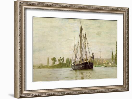 Chasse-Marée À L'Ancre, Coasting Vessel at Anchor Near Rouen, France, 1871-2-Claude Monet-Framed Giclee Print