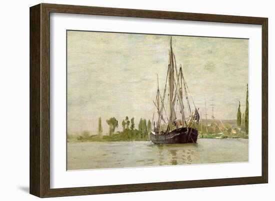 Chasse-Marée À L'Ancre, Coasting Vessel at Anchor Near Rouen, France, 1871-2-Claude Monet-Framed Giclee Print