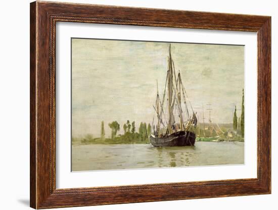 Chasse-Marée À L'Ancre, Coasting Vessel at Anchor Near Rouen, France, 1871-2-Claude Monet-Framed Giclee Print