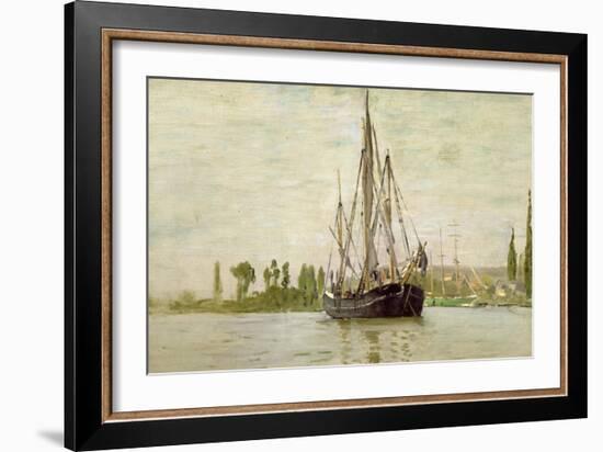 Chasse-Marée À L'Ancre, Coasting Vessel at Anchor Near Rouen, France, 1871-2-Claude Monet-Framed Giclee Print