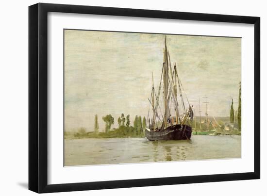 Chasse-Marée À L'Ancre, Coasting Vessel at Anchor Near Rouen, France, 1871-2-Claude Monet-Framed Giclee Print