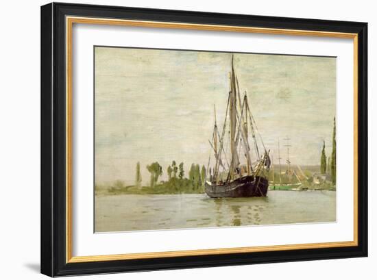 Chasse-Marée À L'Ancre, Coasting Vessel at Anchor Near Rouen, France, 1871-2-Claude Monet-Framed Giclee Print