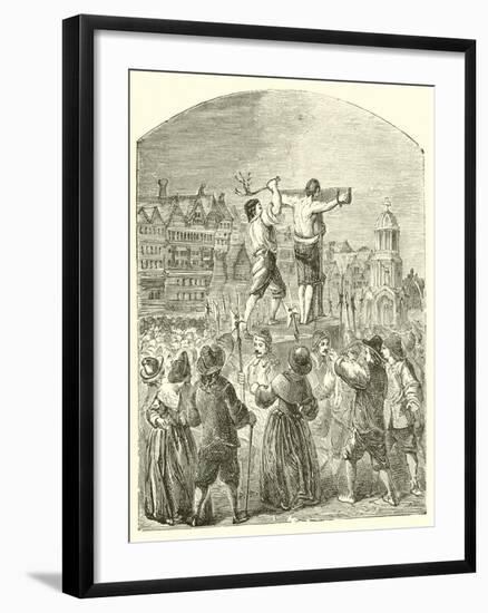 Chastising a Quaker at Paul's Cross, Cheapside, in the Time of Oliver Cromwell-null-Framed Giclee Print