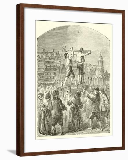 Chastising a Quaker at Paul's Cross, Cheapside, in the Time of Oliver Cromwell-null-Framed Giclee Print