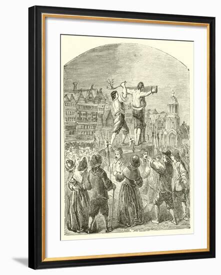 Chastising a Quaker at Paul's Cross, Cheapside, in the Time of Oliver Cromwell-null-Framed Giclee Print
