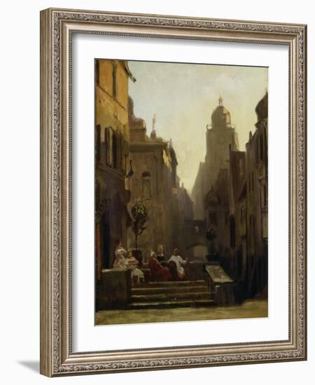 Chat Close to the Pharmacy Called the 'Strochen-Apotheke', after 1875-Carl Spitzweg-Framed Giclee Print