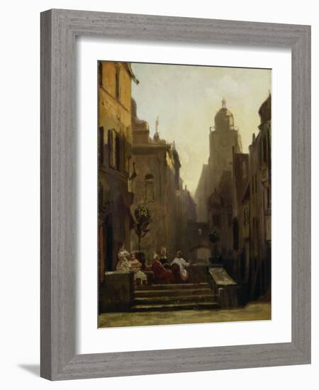 Chat Close to the Pharmacy Called the 'Strochen-Apotheke', after 1875-Carl Spitzweg-Framed Giclee Print