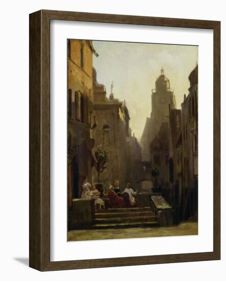 Chat Close to the Pharmacy Called the 'Strochen-Apotheke', after 1875-Carl Spitzweg-Framed Giclee Print