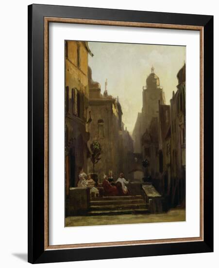 Chat Close to the Pharmacy Called the 'Strochen-Apotheke', after 1875-Carl Spitzweg-Framed Giclee Print