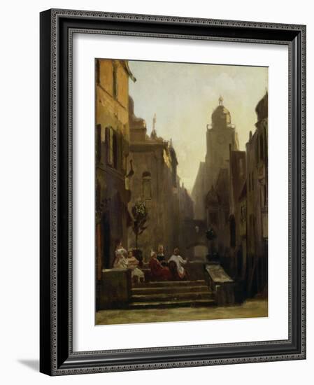 Chat Close to the Pharmacy Called the 'Strochen-Apotheke', after 1875-Carl Spitzweg-Framed Giclee Print