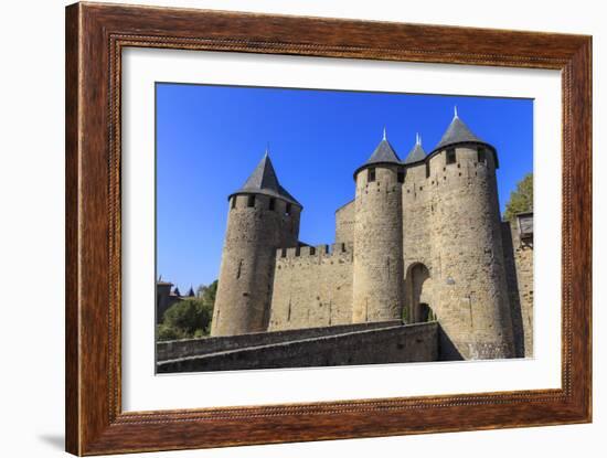 Chateau Comtal keep, La Cite, historic city, Carcassonne, UNESCO World Heritage Site, France-Eleanor Scriven-Framed Photographic Print