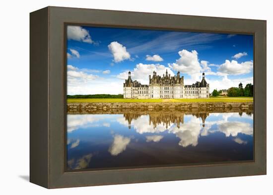 Chateau De Chambord, Unesco Medieval French Castle and Reflection. Loire, France-stevanzz-Framed Premier Image Canvas