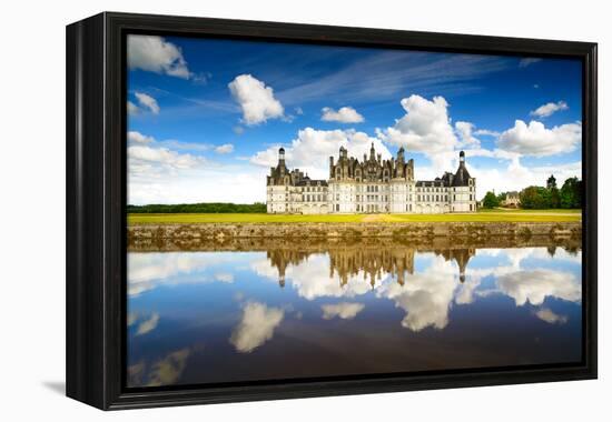 Chateau De Chambord, Unesco Medieval French Castle and Reflection. Loire, France-stevanzz-Framed Premier Image Canvas