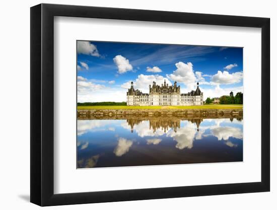 Chateau De Chambord, Unesco Medieval French Castle and Reflection. Loire, France-stevanzz-Framed Photographic Print