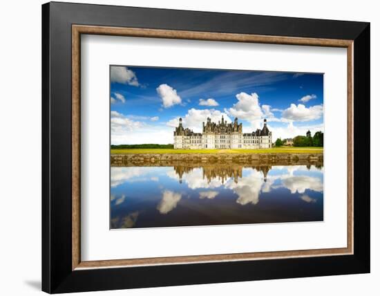 Chateau De Chambord, Unesco Medieval French Castle and Reflection. Loire, France-stevanzz-Framed Photographic Print