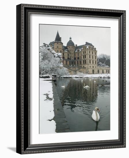 Chateau de Vizille Park, Swan Lake, Vizille, Isere, French Alps, France-Walter Bibikow-Framed Photographic Print