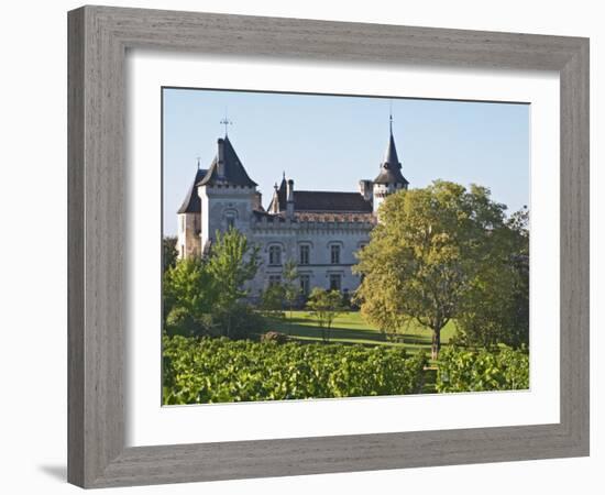 Chateau with Turrets and Vineyard, Chateau Carignan, Premieres Cotes De Bordeaux, France-Per Karlsson-Framed Photographic Print